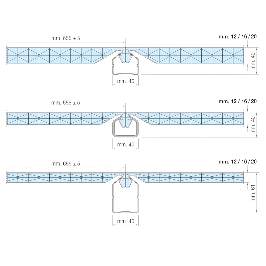 Scheme of self‑supporting modular multiwall polycarbonate system