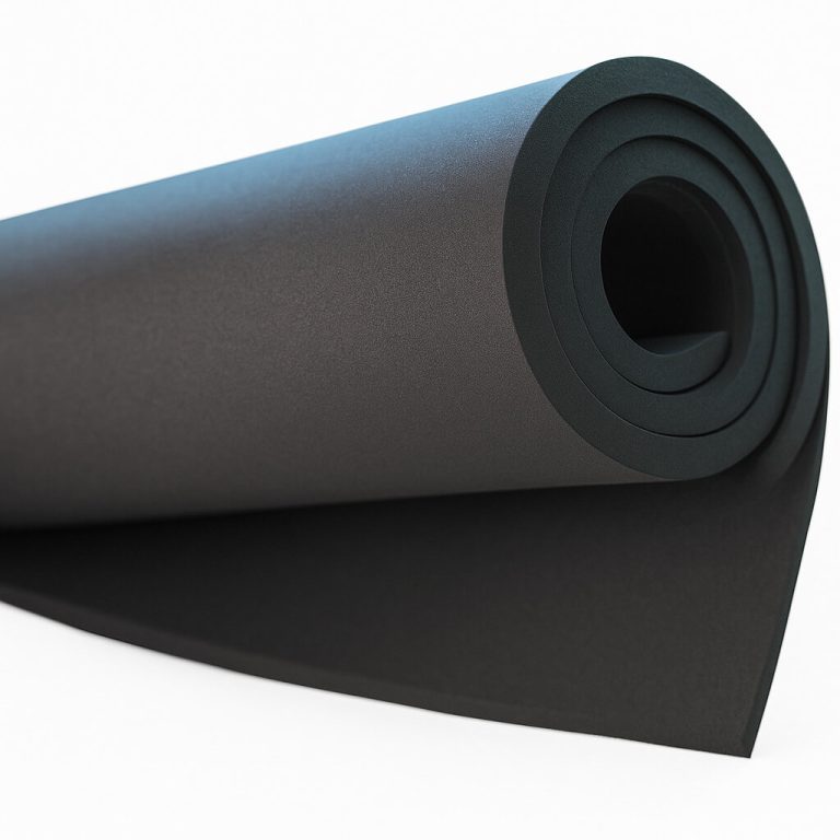 Roll of black micro-cellular rubber