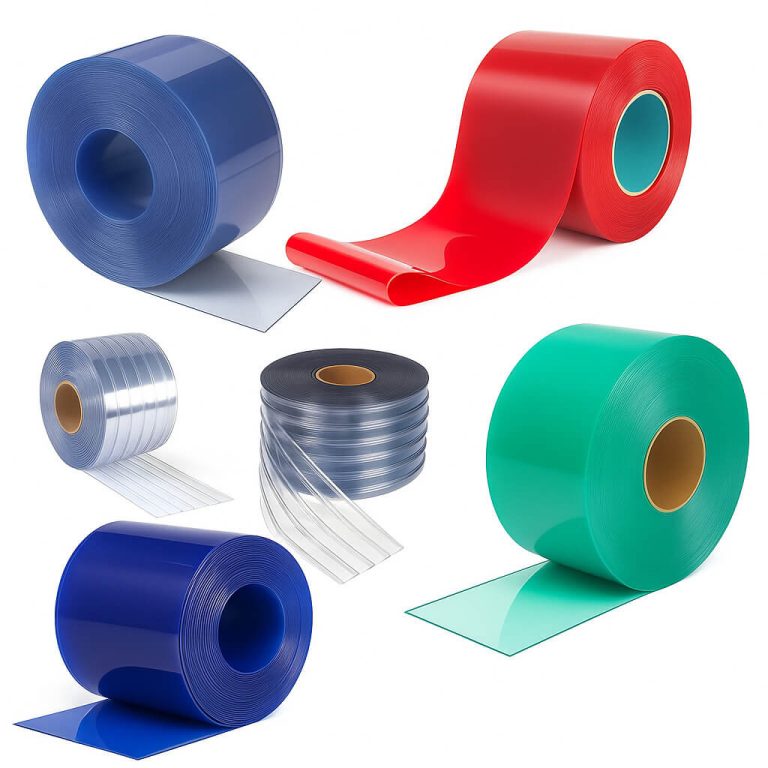 Set of different PVC strip curtains