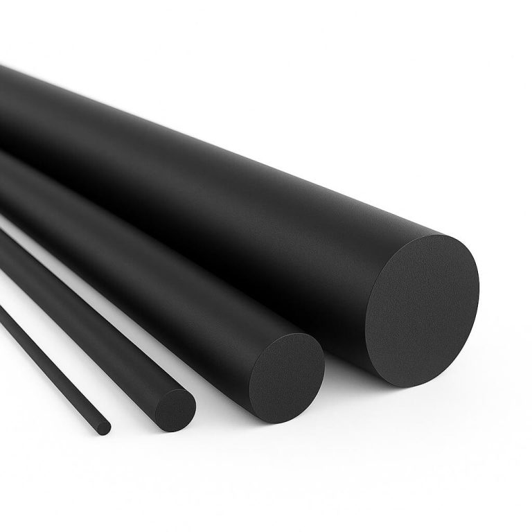 Black round rubber profile in different thicknesses